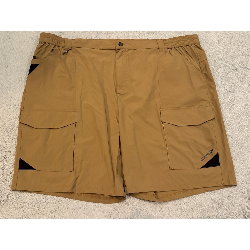 EZRUN Mens Cargo Hiking Shorts Khaki Tan Nylon Stretch Outdoor Utility Size 48